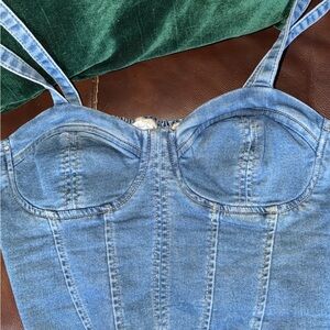 No Boundaries Blue Denim Bustier Overalls